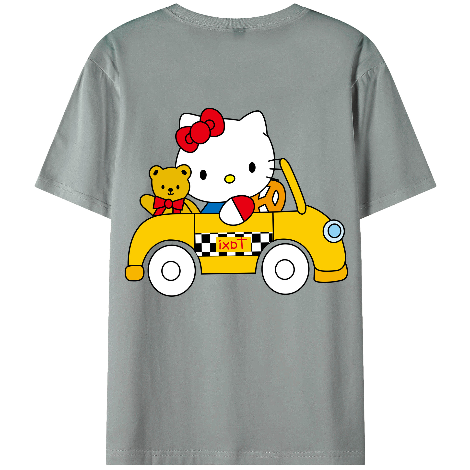 （画像用） Hello Kitty ハローキティ 綿100％ メンズ半袖Tシャツ（バックプリント） 通気性